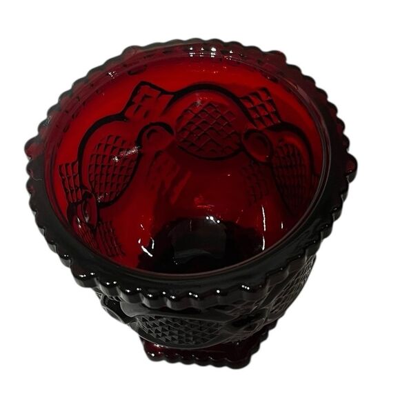 Avon 1876 Cape Cod Collection Vintage Ruby Red Glass Sugar Bowl - Picture 4 of 9